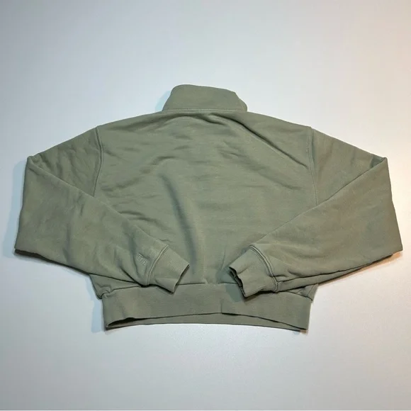 Tna Aritzia Cozy Fleece Perfect Quarter Zip Sweatshirt Sage Green - Picture 2 of 6